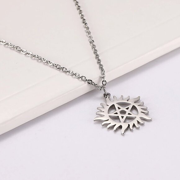Supernatural - Anti-Possession Symbol Pendant, Stainless Steel Necklace - Picture 5 of 9